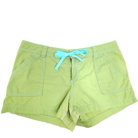 Y2K 2000s MossIssue Mossimo Lime Green Blue Cargo Shorts  Low Rise Drawstring - Picture 1 of 9